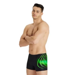 Bañador Arena Swim Short Placement Negro Verde Hombre -Tienda Barata Nadar Equipo banador arena swim short placement negro verde hombre 4