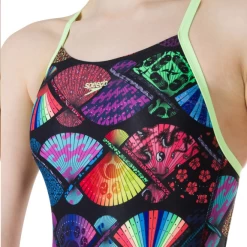 Bañador Speedo TranquilFam Negro Con Abanicos Niña -Tienda Barata Nadar Equipo banador speedo tranquilfam negro con abanicos nina 2