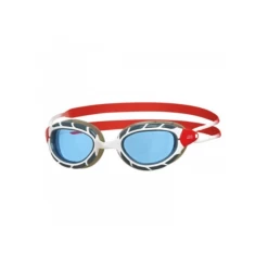 Gafas Natación Zoggs Predator Blanco Rojo Lente Azulada